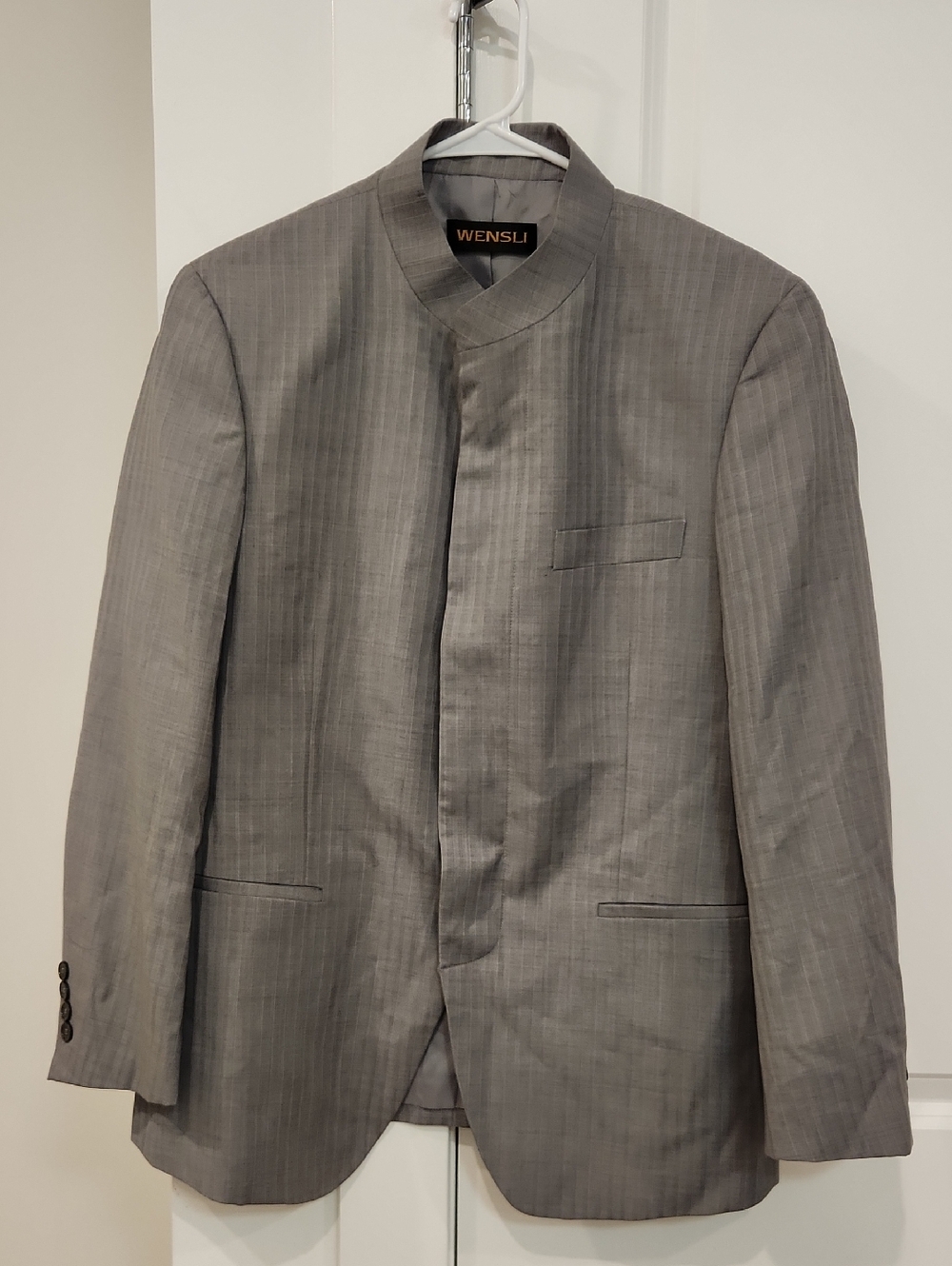 NWOT Men's Wool Blazer Grey Mandarin Collar Blazer